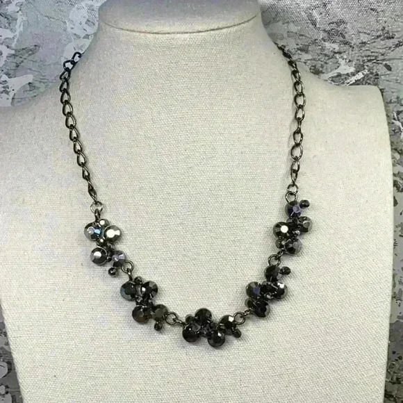 Rhinestone Dark Grey / Black Gunmetal Necklace - Picture 1 of 3